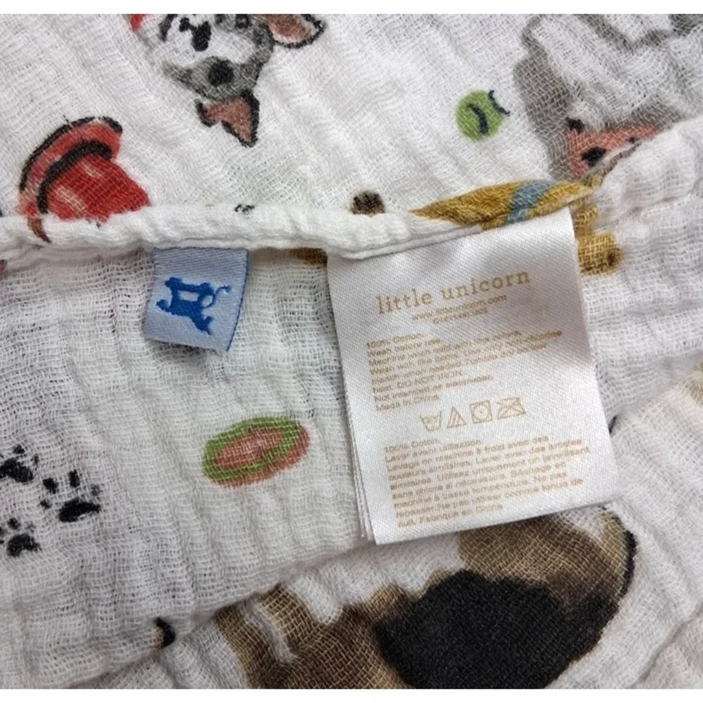 Little Unicorn Baby Swaddle Blanket White Puppy Dog Thin Cotton Unisex